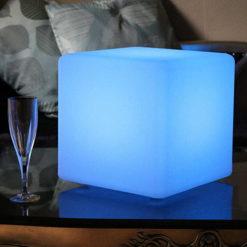 Lampe de Table sans Fil, Cube LED Lumineux 30cm, Lumière Extérieure
