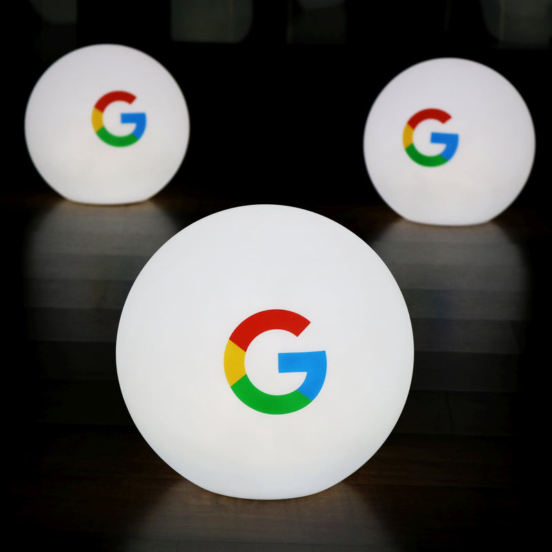 Lampe LED Ronde Personnalisable, Lampe Boule Globe de Surface Estampillée, Décoration Illuminée de Surface Éclairée pour Conférence, Événement