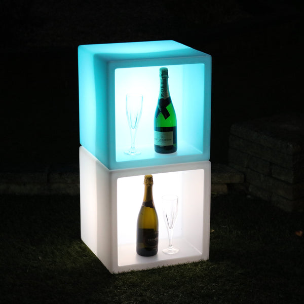Présentoir à boissons LED, étagère à vin pour champagne, bar mobile modulaire éclairé, 40 x 40 cm