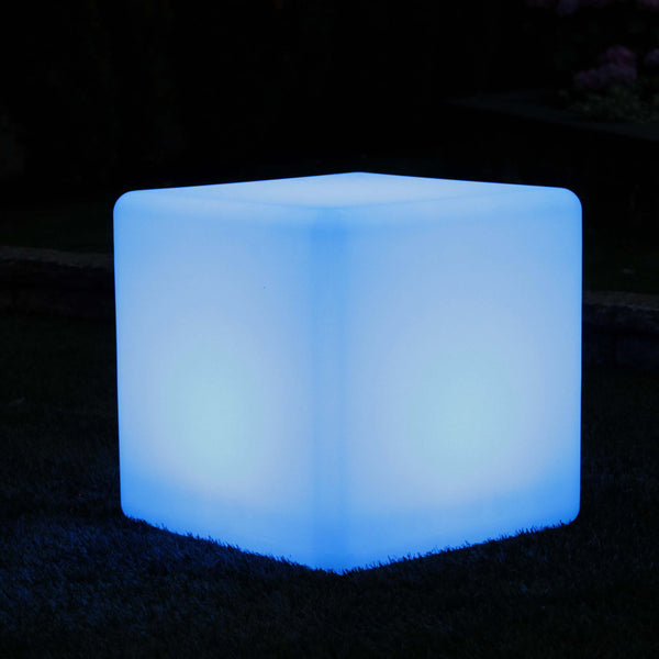 Cube LED Extérieur 40cm, Tabouret Lumineux, Lampadaire Jardin Etanche