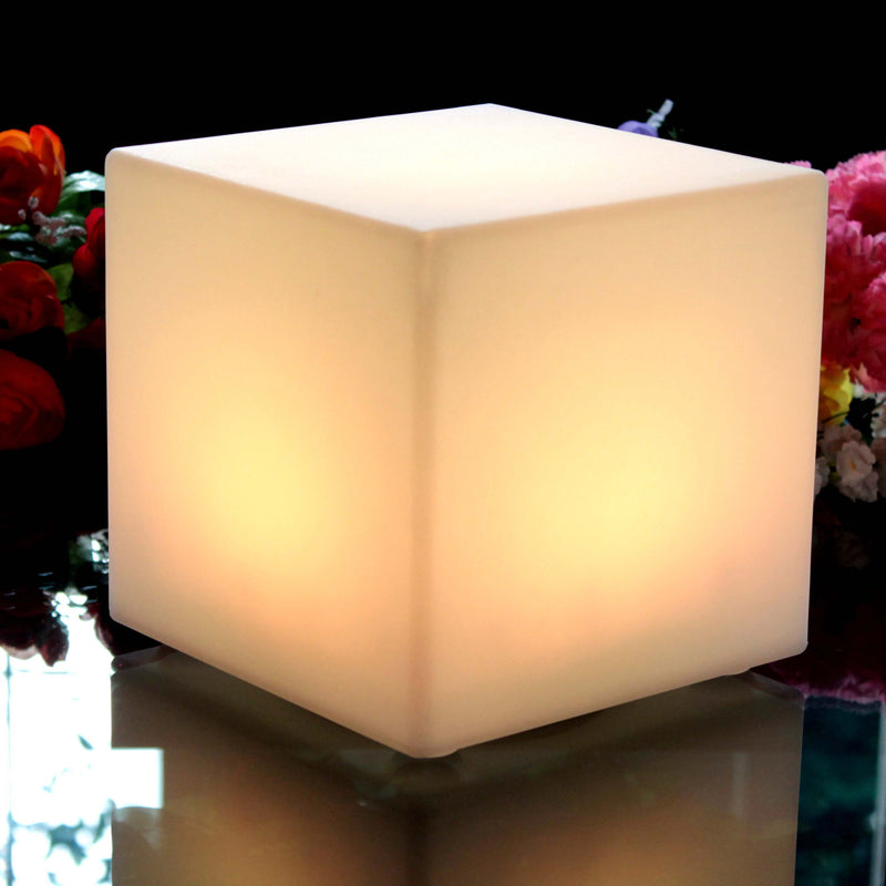 Cube Lumineux LED 20cm, Lampe de Table sans Fil avec Télécommande