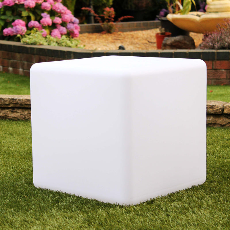 Cube LED Extérieur 40cm, Tabouret Lumineux, Lampadaire Jardin Etanche