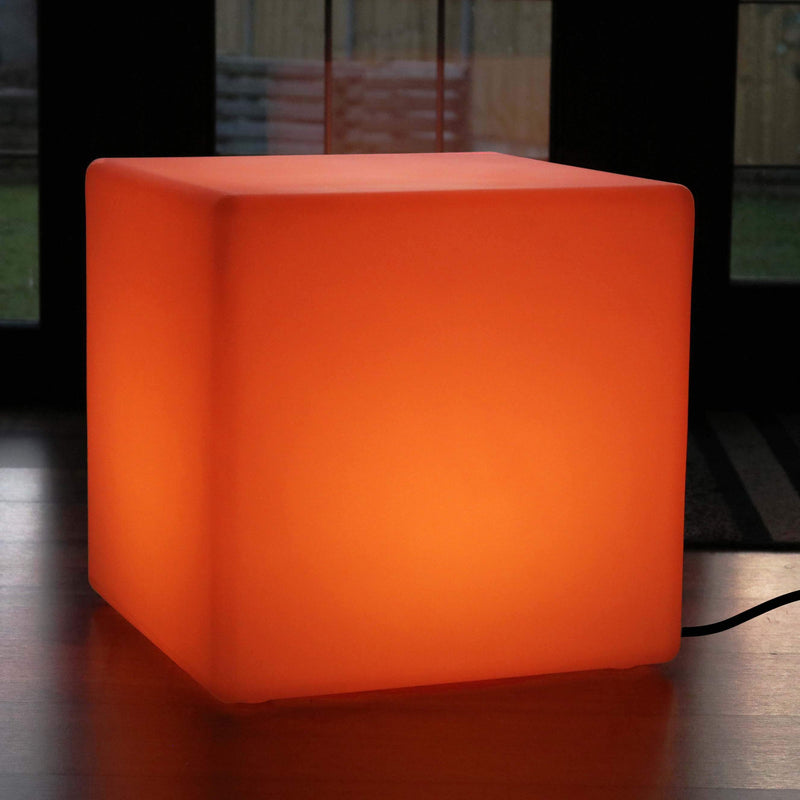 60 cm Cube LED sur Secteur, Tabouret Lumineux, Grande Lampe de Sol Multicolore RGB