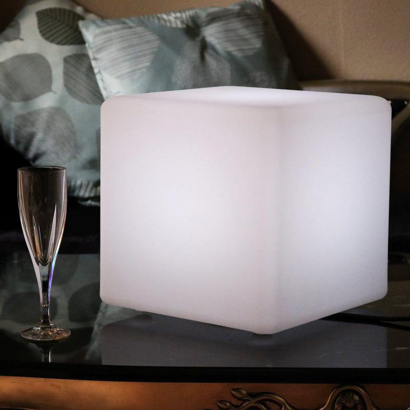 Lampe de Table sur Secteur, Cube LED avec Télécommande, 30 x 30 cm