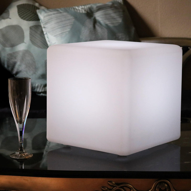 Lampe de Table sans Fil, Cube LED Lumineux 30cm, Lumière Extérieure