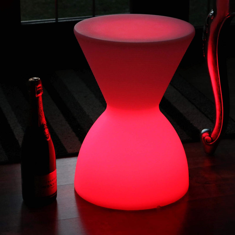 Tabouret LED Lumineux, Lampadaire Siège Table Basse Multicolore sans Fil