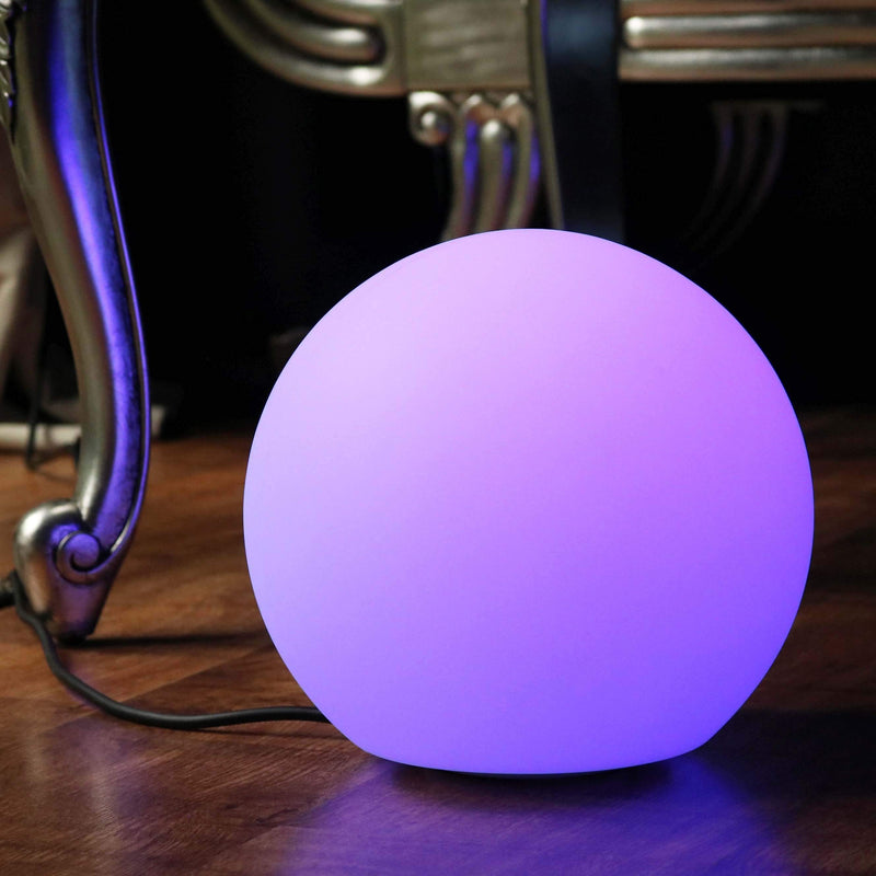 Lampe Chevet Multicolore sur Secteur, Boule 20cm LED RGB avec Télécommande