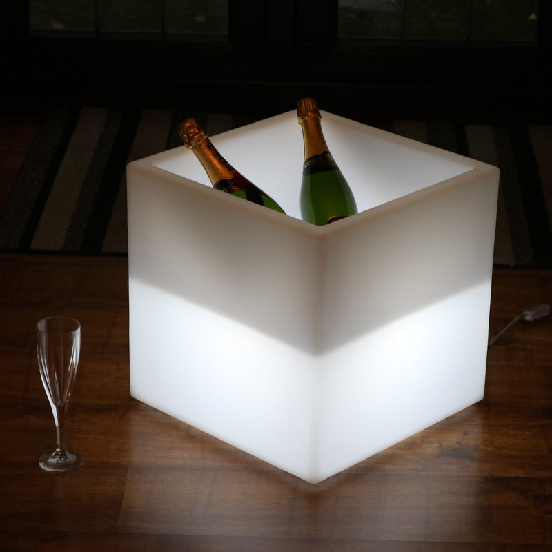 Seau à glace à LED sur secteur Seau à champagne Refroidisseur de vin extérieur jardin patio terrasse