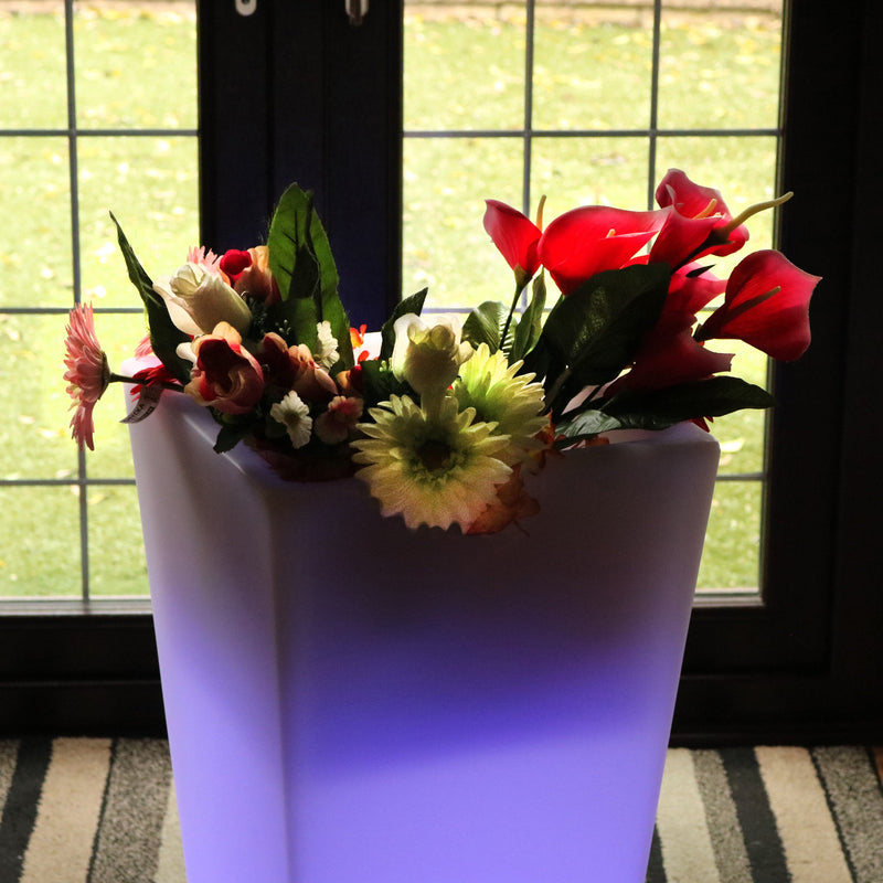 Vase à fleurs à LED sur secteur, vase de sol hauteur 75 cm Pot de plantes pour le jardin et le patio