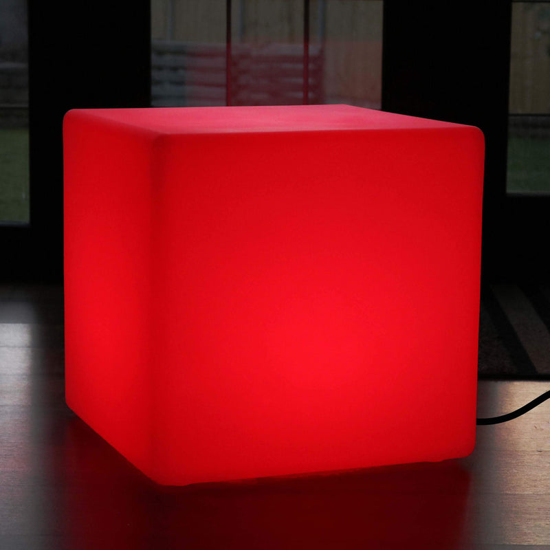 60 cm Cube LED sur Secteur, Tabouret Lumineux, Grande Lampe de Sol Multicolore RGB