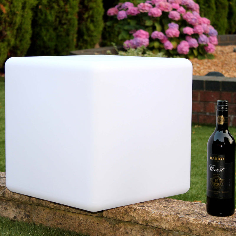 Cube LED Extérieur 40cm, Tabouret Lumineux, Lampadaire Jardin Etanche