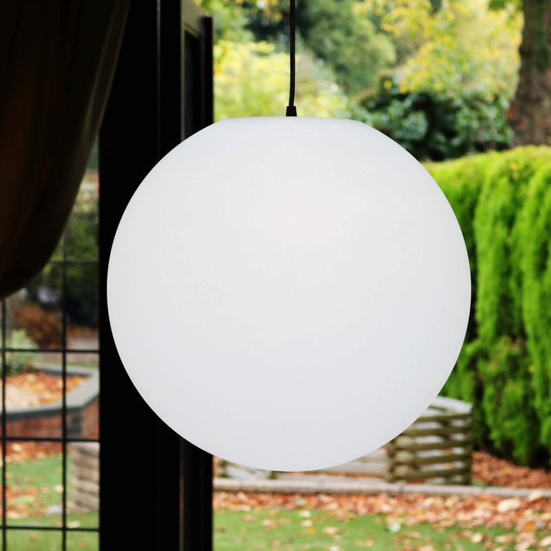 Lampe Suspension Grande, Luminaire Plafond, Boule 40cm, LED E27 Blanc
