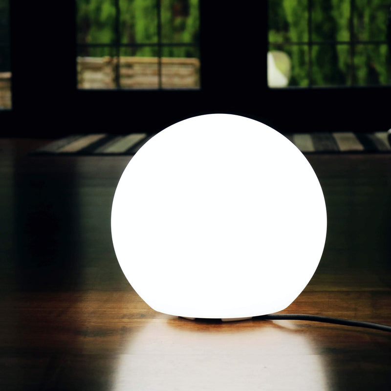 Lampe Table Ronde LED sur Secteur, 25cm, Ampoule E27 Blanche Installée
