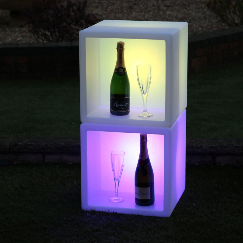 Présentoir à boissons LED, étagère à vin pour champagne, bar mobile modulaire éclairé, 40 x 40 cm
