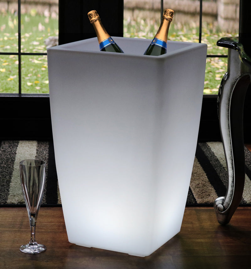 Vase de sol LED pour terrasse jardin extérieur Vase à fleurs hauteur 50cm Pot de plantes sur secteur