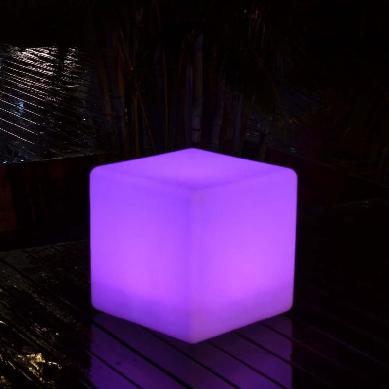 Cube LED Extérieur 40cm, Tabouret Lumineux, Lampadaire Jardin Etanche