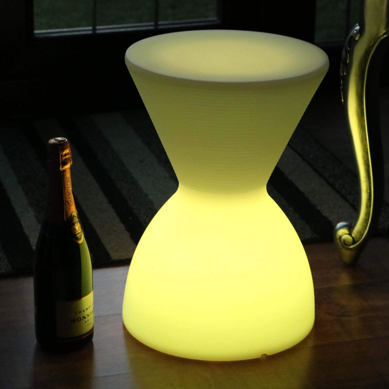 Tabouret LED Lumineux, Lampadaire Siège Table Basse Multicolore sans Fil