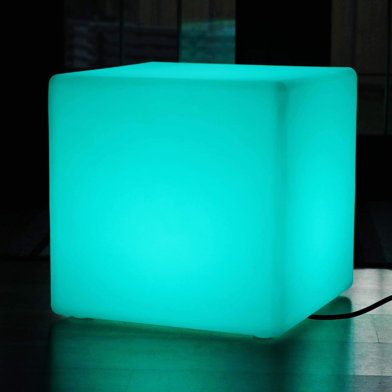 60 cm Cube LED sur Secteur, Tabouret Lumineux, Grande Lampe de Sol Multicolore RGB