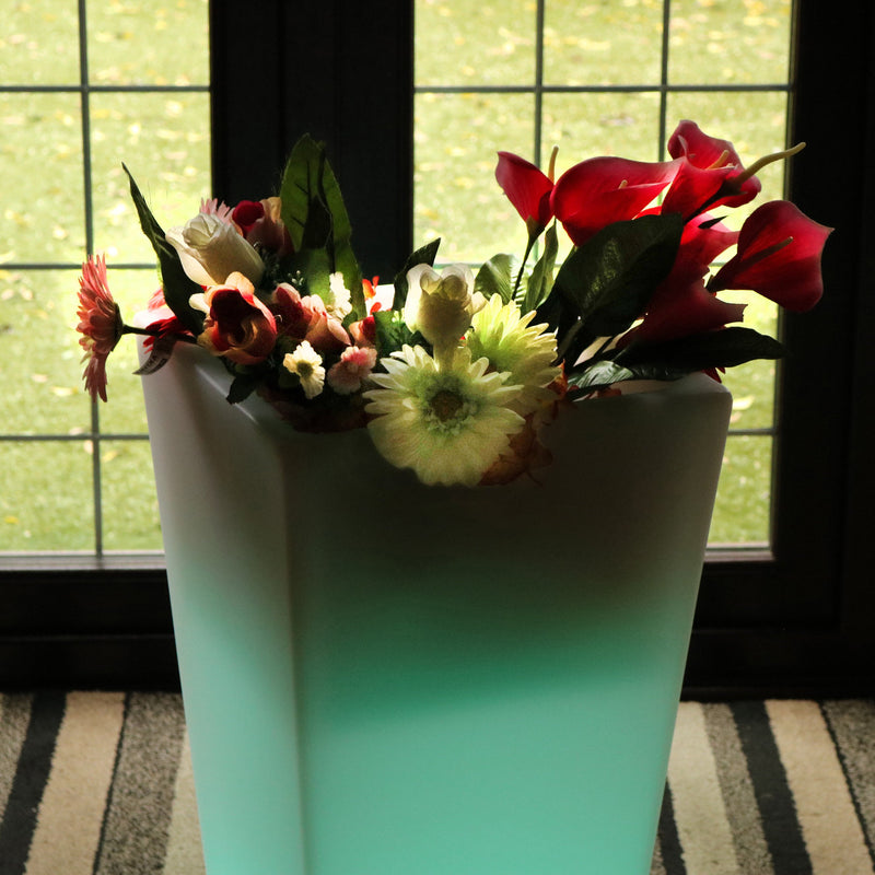 Vase à fleurs à LED sur secteur, vase de sol hauteur 75 cm Pot de plantes pour le jardin et le patio