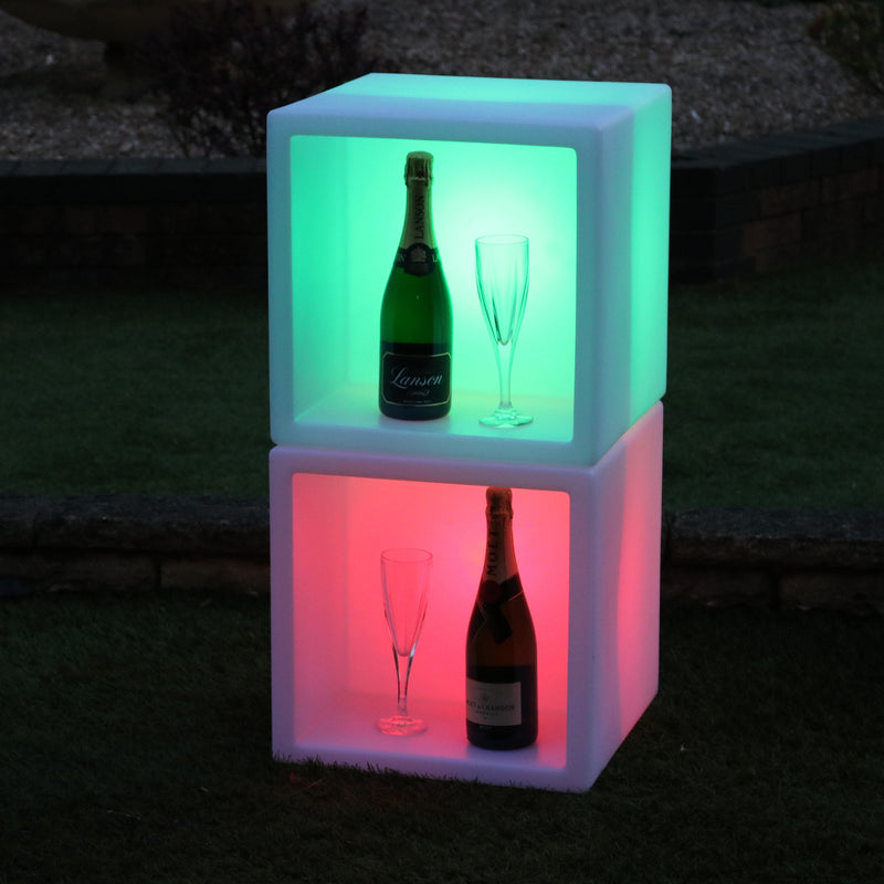 Grand seau à glace LED 40 x 40 cm Rafraîchisseur de vin champagne Porte-bouteille Change couleur RGB