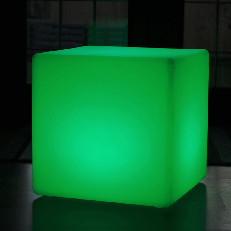 Tabouret Large LED, Lampe de Sol sans Fil, Couleurs Changeantes, Cube 50 cm