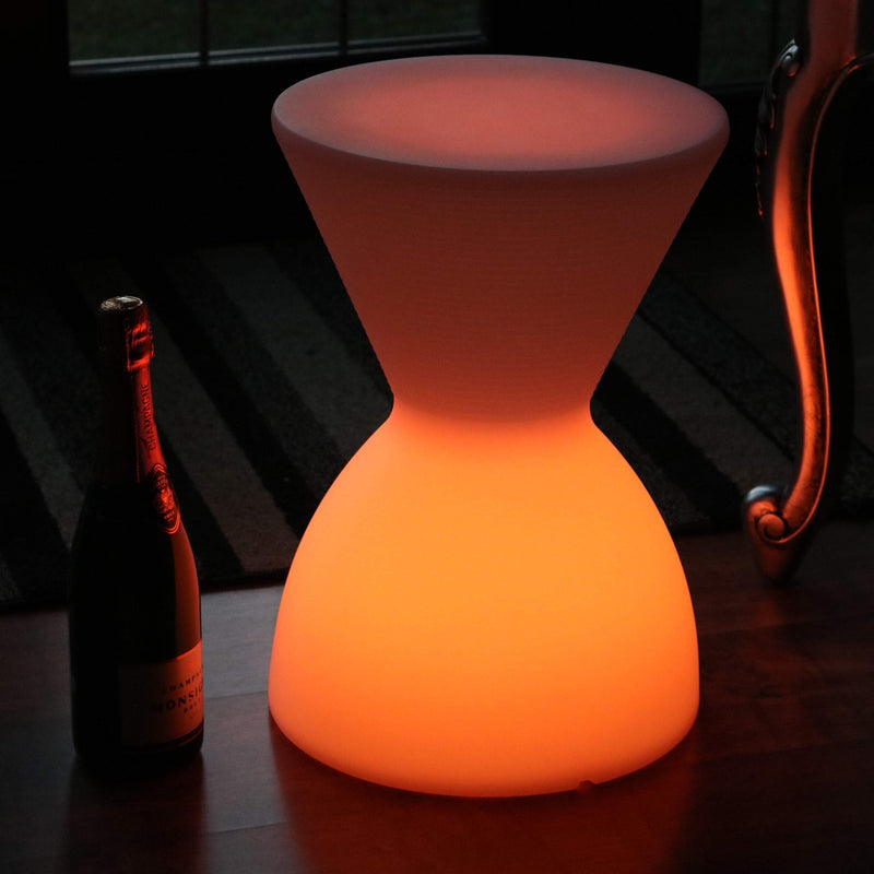 Tabouret LED Lumineux, Lampadaire Siège Table Basse Multicolore sans Fil