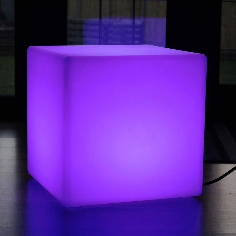 Grand Cube Siège Lumineux LED avec Télécommande, Changement de Couleur, 50cm