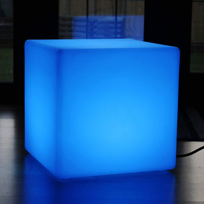 60 cm Cube LED sur Secteur, Tabouret Lumineux, Grande Lampe de Sol Multicolore RGB