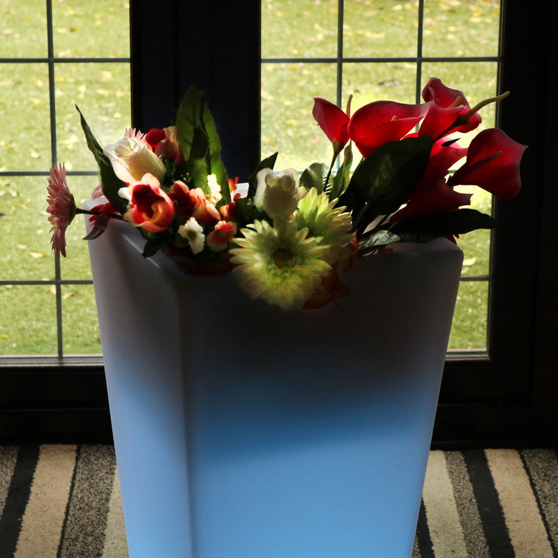 Vase à fleurs à LED sur secteur, vase de sol hauteur 75 cm Pot de plantes pour le jardin et le patio