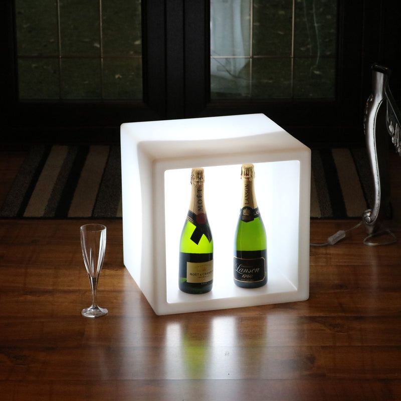 Présentoir à boissons LED, étagère à vin pour champagne, bar mobile modulaire éclairé, 40 x 40 cm