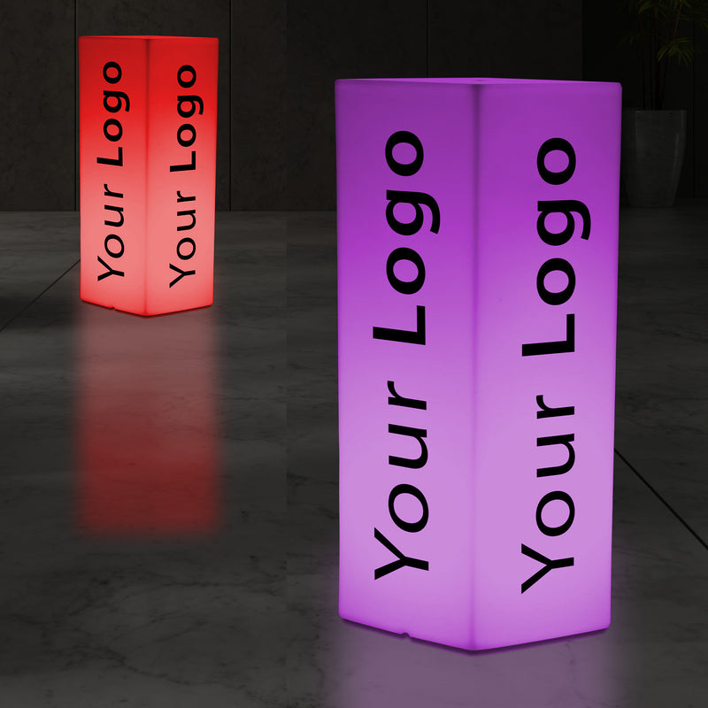 Caisson Lumineux Colonne avec Logo, Grande Borne Illuminée Estampillée, Panneau Lumineux sur Pied pour Événement d'Entreprise, Salon