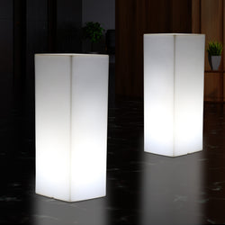 Grand lampadaire LED socle pilier illuminé, 110 x 30 cm, éclairage moderne borne colonne E27, blanc