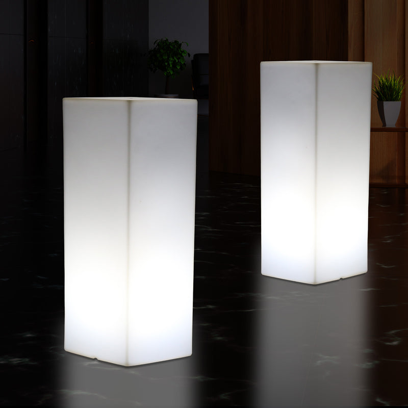 Grand lampadaire LED socle pilier illuminé, 110 x 30 cm, éclairage moderne borne colonne E27, blanc