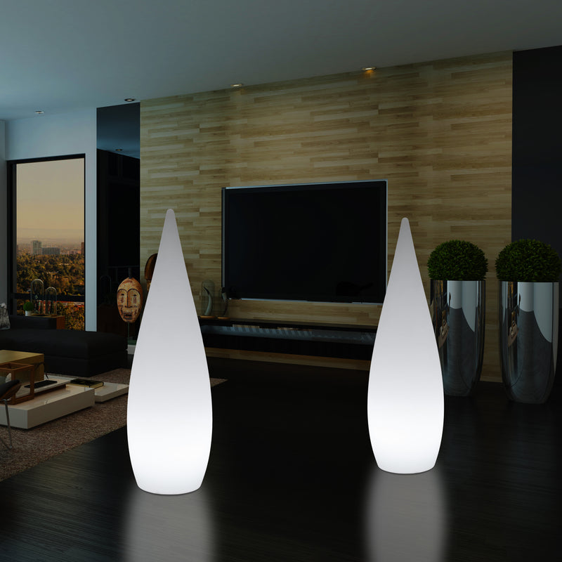 Lampadaire LED E27, 150 cm 1,5 m, élément décoratif, lumière en forme de goutte d'eau, blanc