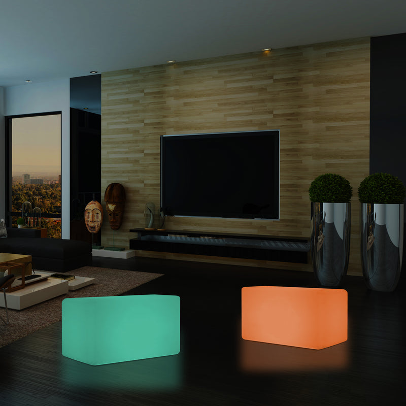 Banc LED, Tabouret moderne à couleur changeante, Lampadaire à graduation RGB 55 x 35 cm