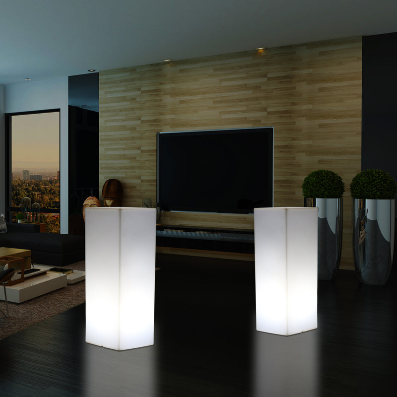 Pilier Socle éclairé par LED 80 cm, Lampadaire moderne E27 pour événement, salon, blanc