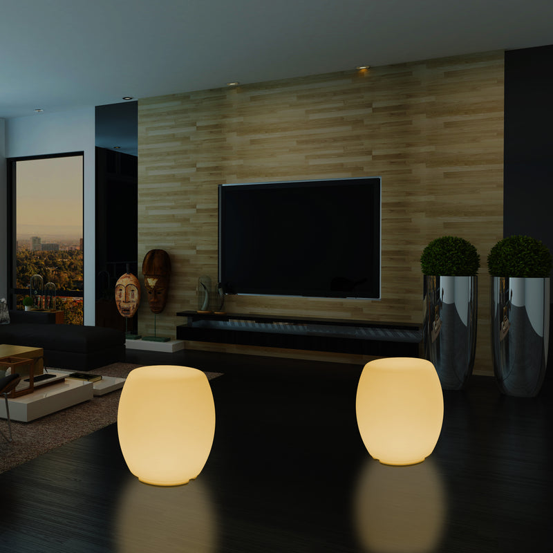 Tabouret Siège éclairé Lampe de sol pour chambre à coucher, Eclairage LED design 44 cm, blanc chaud