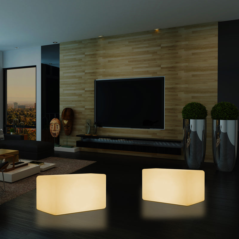 Tabouret Banquette éclairé par LED, blanc chaud E27 Siège lampadaire, 55 x 35 cm