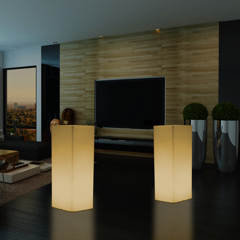 Lampadaire LED colonne socle Lumière haute rectangulaire E27, 110 x 30cm, blanc chaud