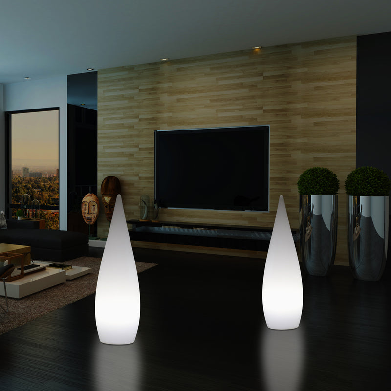 Lampe sur pied E27 pour l'intérieur, 80 cm, goutte d'eau pour le salon, blanc