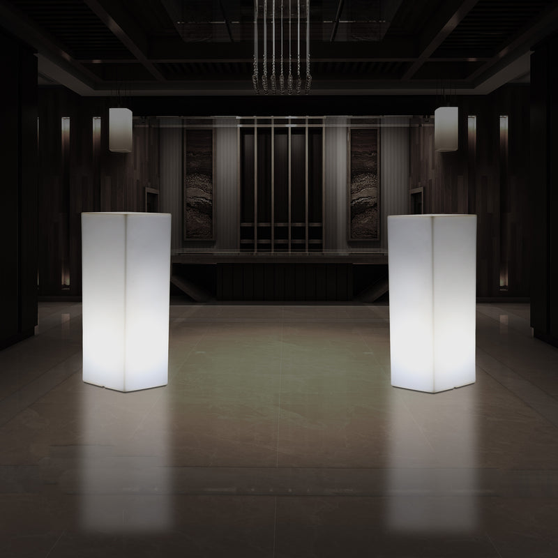 Pilier Socle éclairé par LED 80 cm, Lampadaire moderne E27 pour événement, salon, blanc