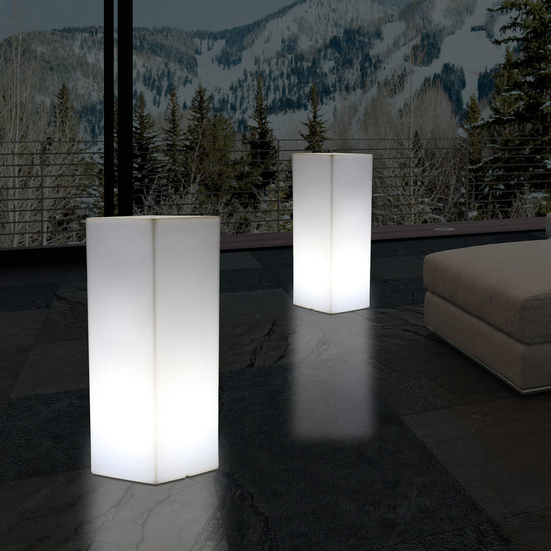 Pilier Socle éclairé par LED 80 cm, Lampadaire moderne E27 pour événement, salon, blanc