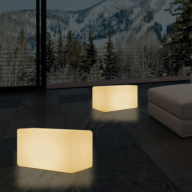 Tabouret Banquette éclairé par LED, blanc chaud E27 Siège lampadaire, 55 x 35 cm