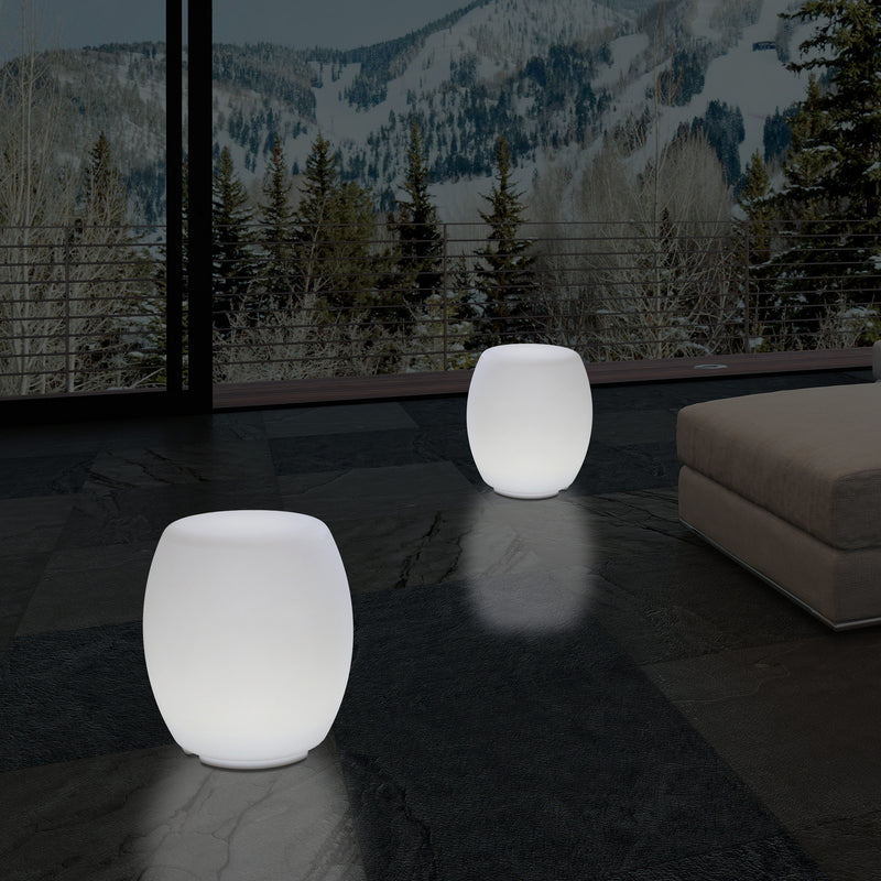 Lampe tabouret siège chaise LED, Lampe de sol design E27 pour le salon, blanc, hauteur de 44 cm