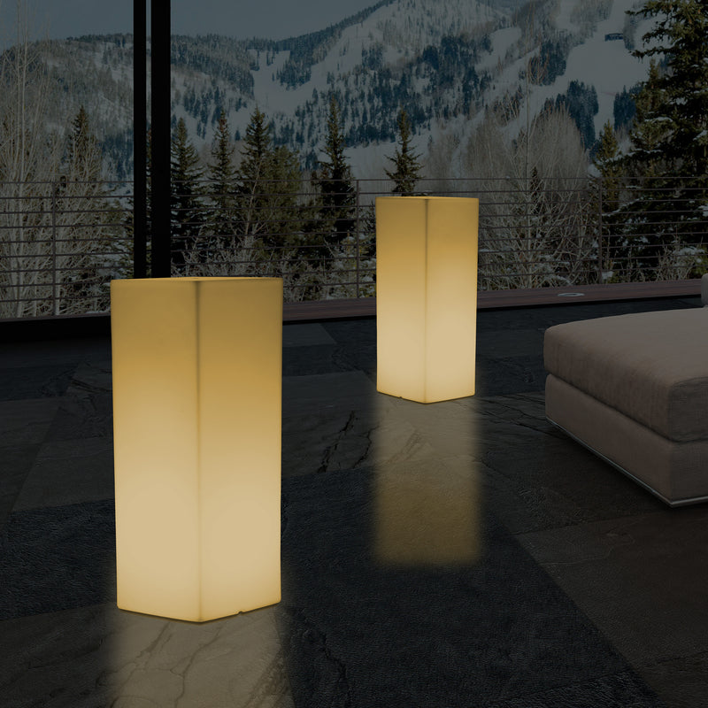 Lampadaire LED colonne socle Lumière haute rectangulaire E27, 110 x 30cm, blanc chaud