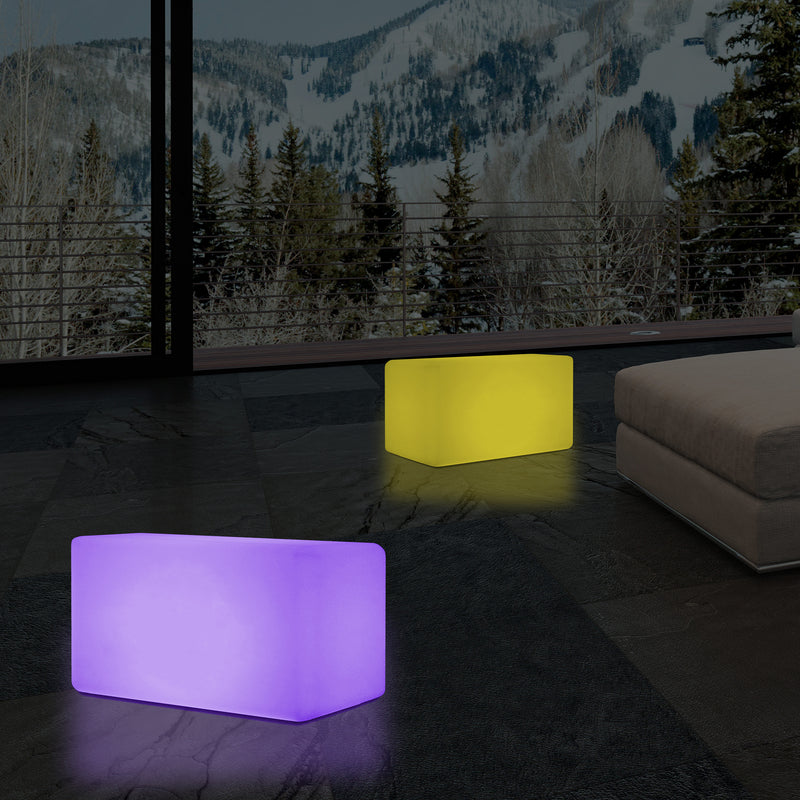 Banc LED, Tabouret moderne à couleur changeante, Lampadaire à graduation RGB 55 x 35 cm