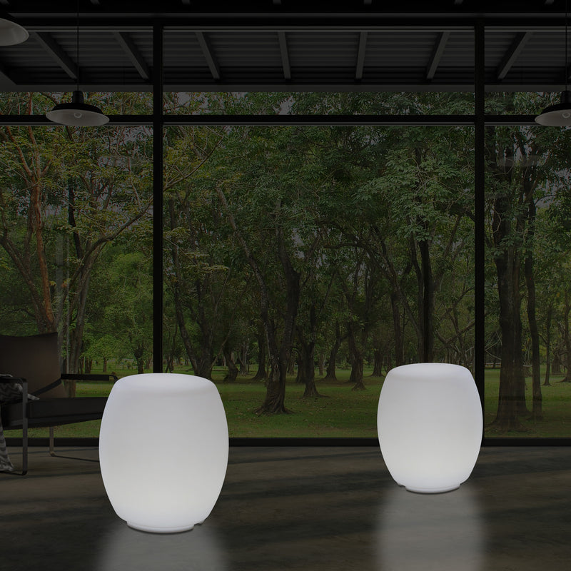 Lampe tabouret siège chaise LED, Lampe de sol design E27 pour le salon, blanc, hauteur de 44 cm