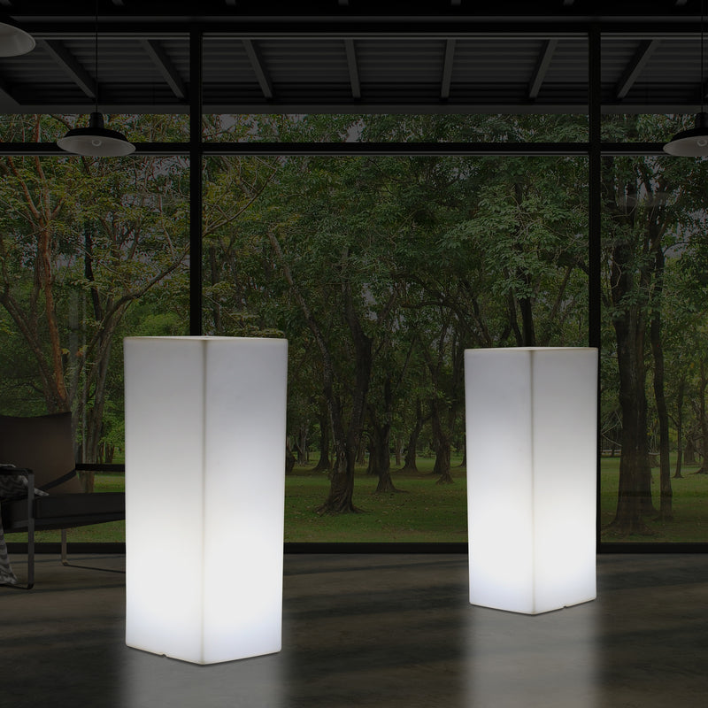 Pilier Socle éclairé par LED 80 cm, Lampadaire moderne E27 pour événement, salon, blanc