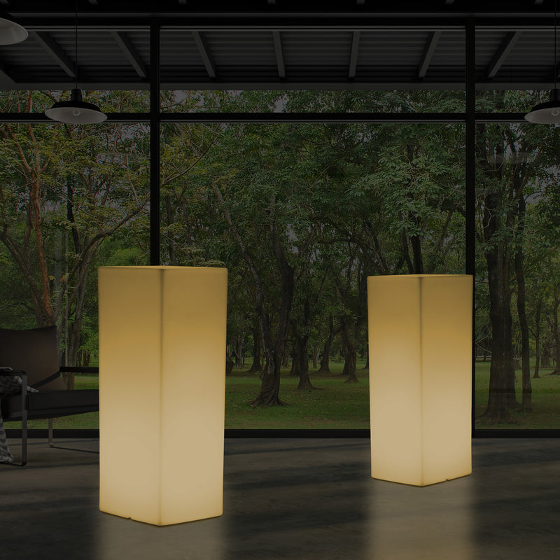 Lampadaire LED colonne socle Lumière haute rectangulaire E27, 110 x 30cm, blanc chaud
