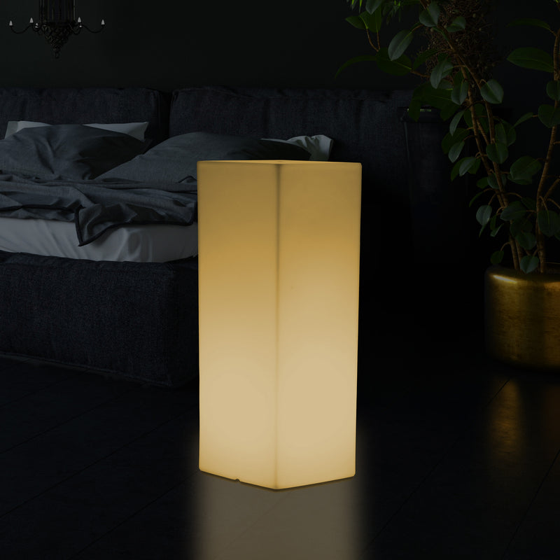 Lampadaire LED colonne socle Lumière haute rectangulaire E27, 110 x 30cm, blanc chaud